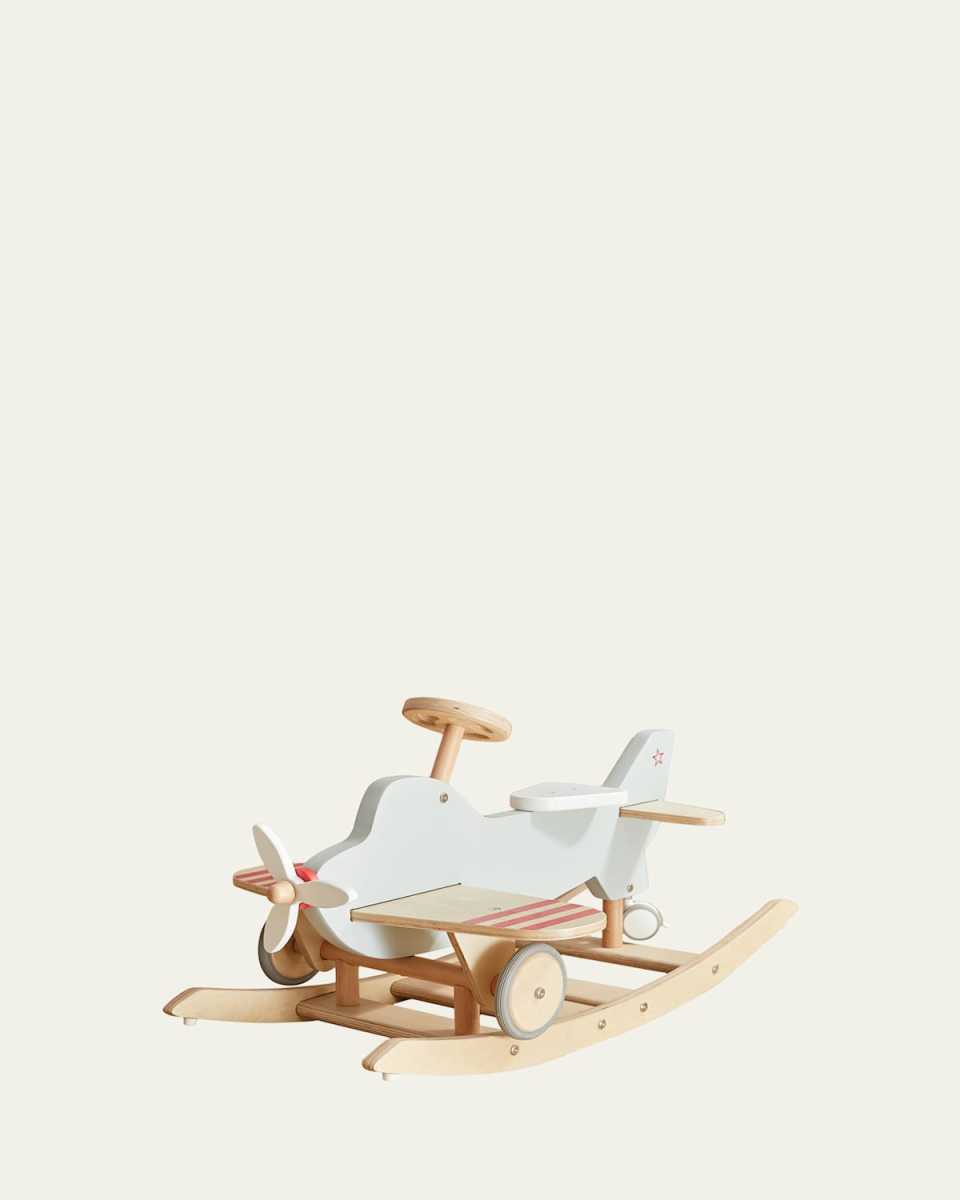 Kid's Wooden Airplane Rocker & Ride-On